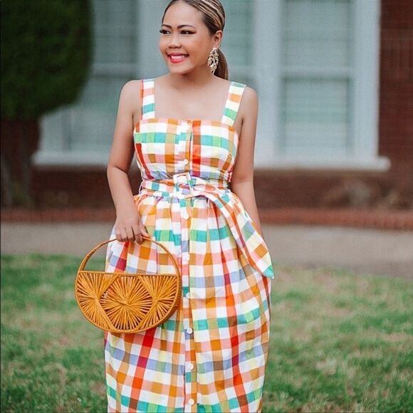 Christopher John Rogers Target Plaid Belted Dress Multicolor Gingham